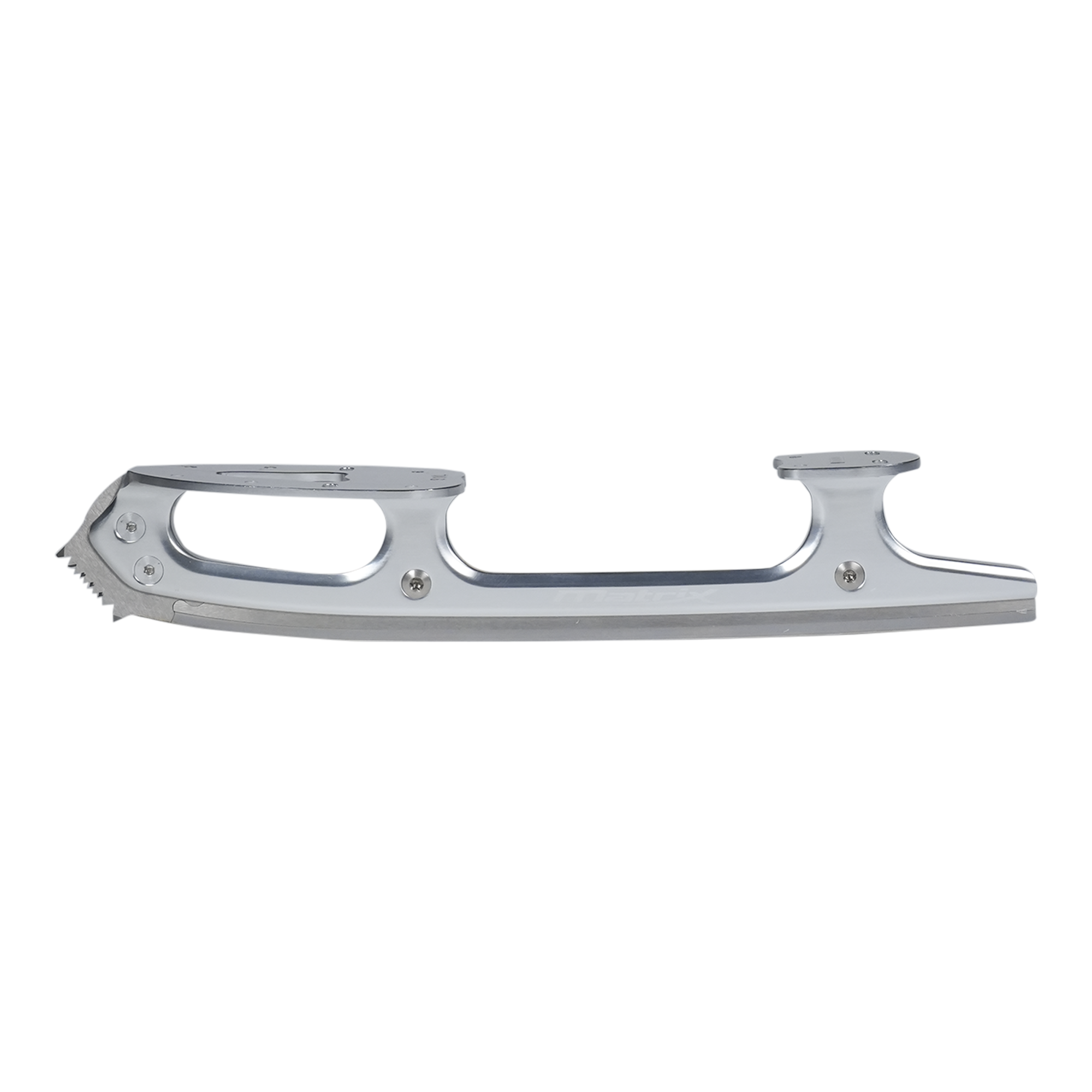 Silver ice skate blade on a white background