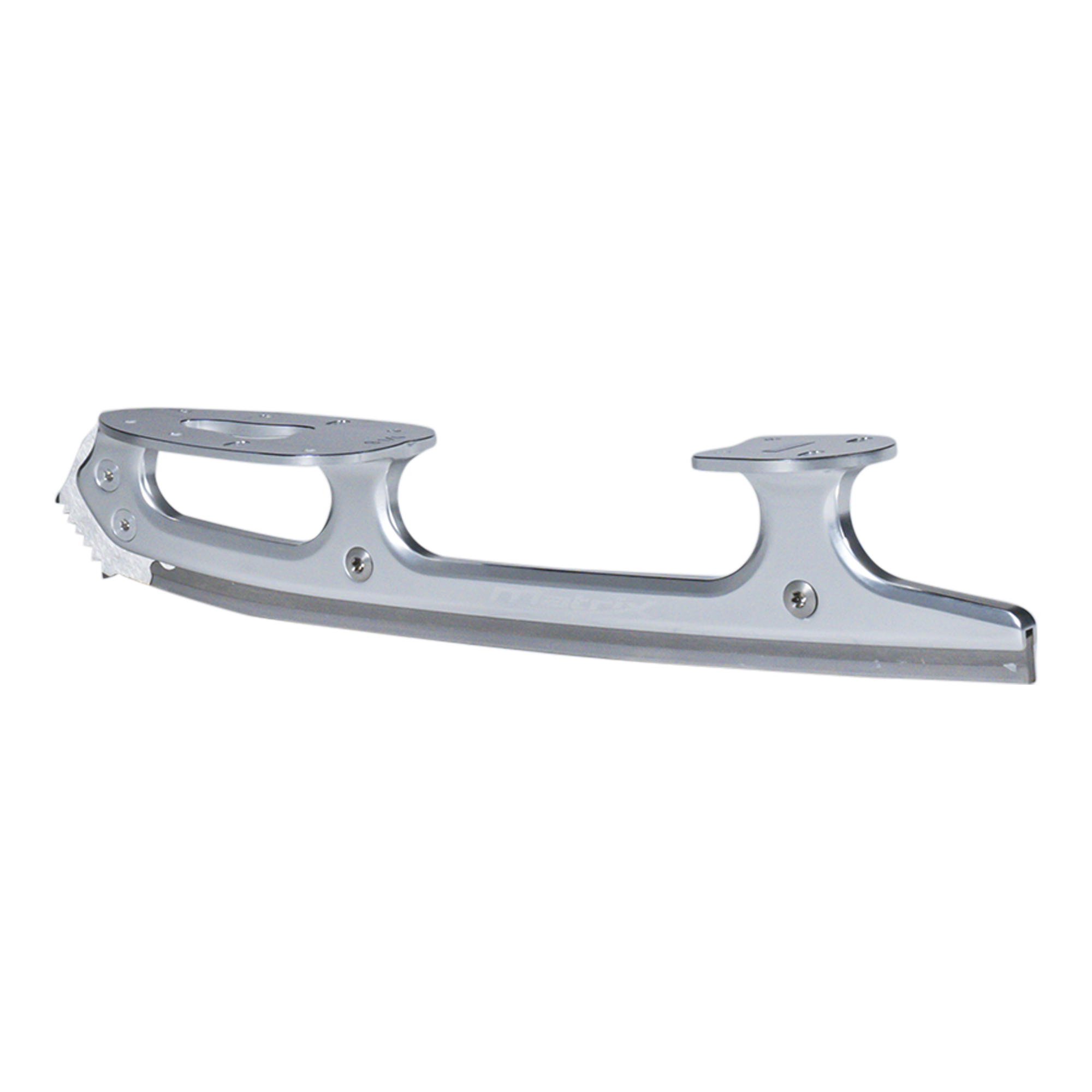 Silver ice skate blade on a white background