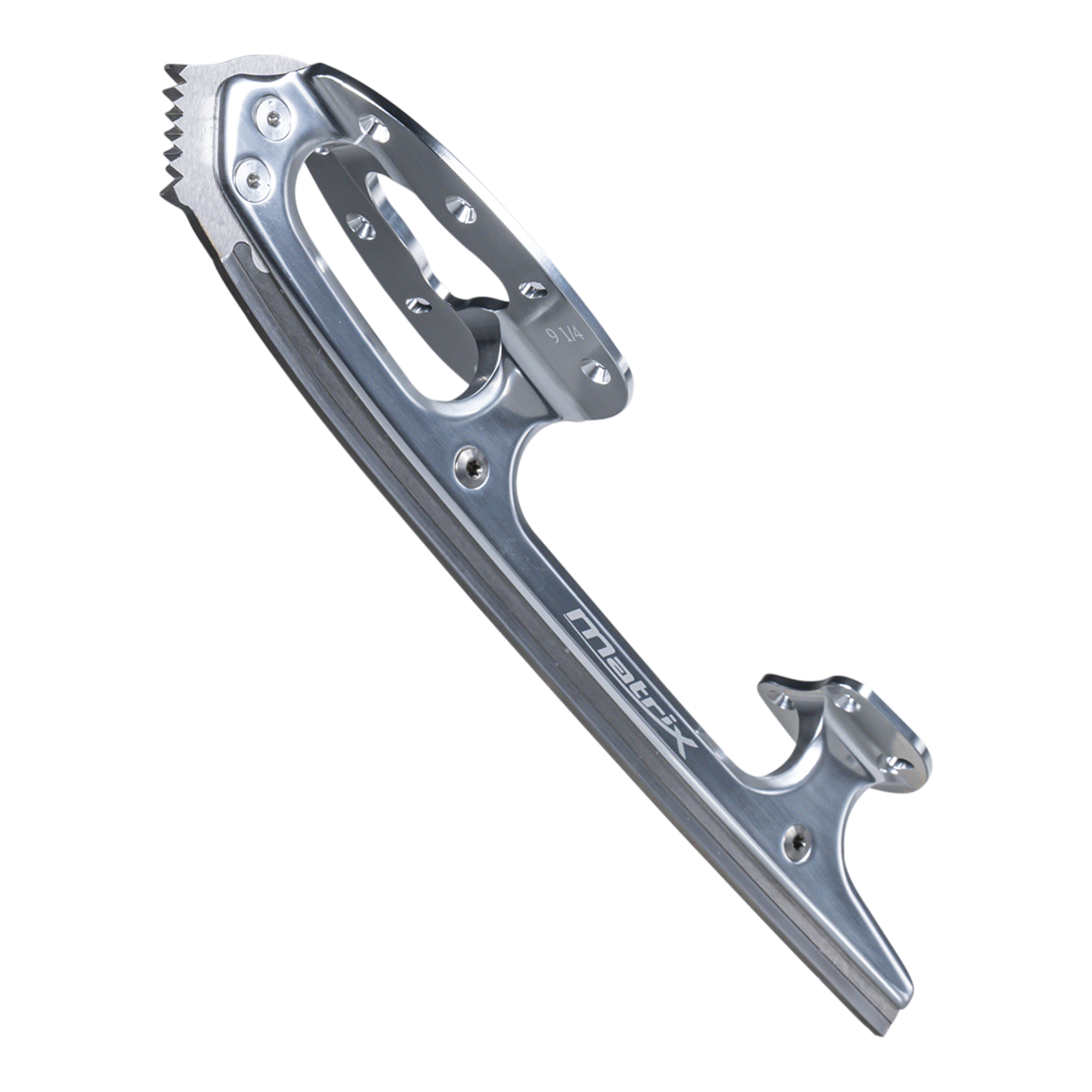 Silver ice skate blade on a white background