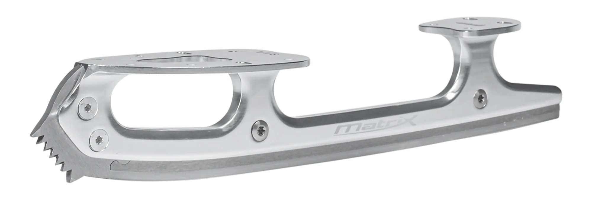 Silver ice skate blade on a white background