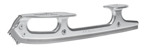 Silver ice skate blade on a white background